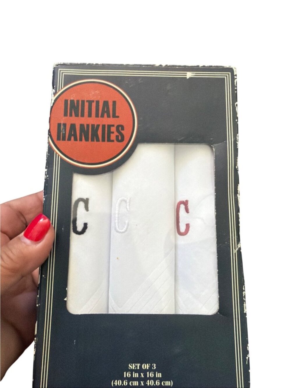 NWOT Initial Hankies Set Of 3 White Cotton Handkerchiefs With C Initials 16x16 I